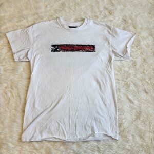 Sickos Short Sleeve White Tee with Red and Black Design Medium Streetwear